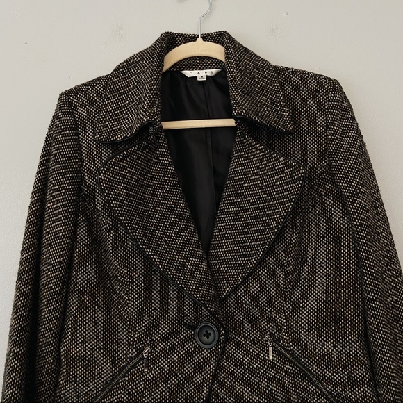 Cabi Tweed Wool Blend Tan Black Career Blazer - Picture 2 of 7